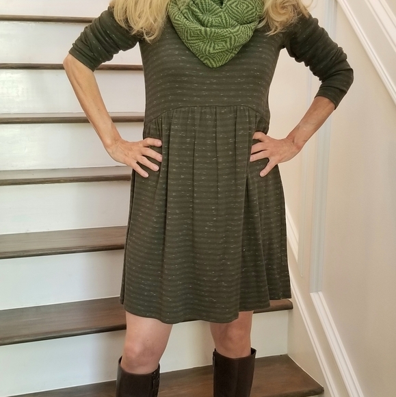 J. Jill (Pure Jill) Green/Gray Dress and Infinity Scarf, XS, $45 - Picture 8 of 10
